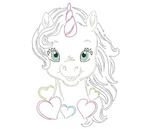 Stickdatei - Baby Unicorn LineArt 9